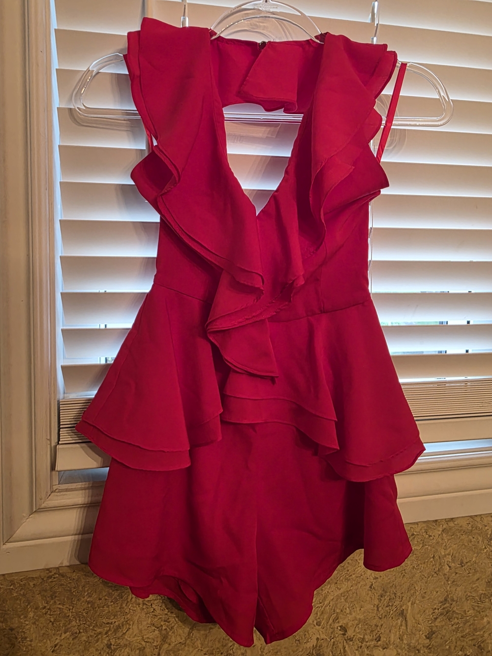 Runaway XS Red Romper with Floral Lining